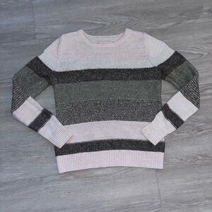 Loft Cotton Striped Knit Sweater Small